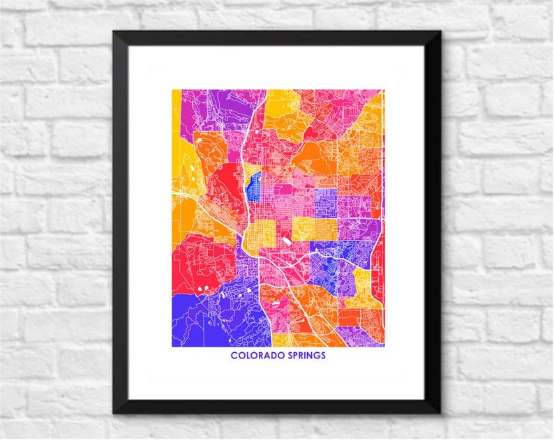 Juanitas Colorado Springs Map Print. Choose your Colors and Size. CO Travel Poster. Wall Art. image 4