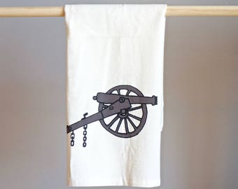 Georgia Civil War Cannon Tea Towel.  GA State Illustration. Kitchen and Dish Cloth. Perfect Housewarming Gift for your History Buff.