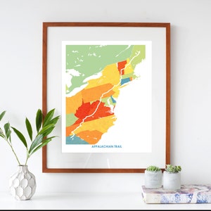 Juanitas Appalachian Trail Map Print. Choose the Colors and Size. Hiking Poster. Map of Appalachian Trail. Wanderlust Gift. image 4