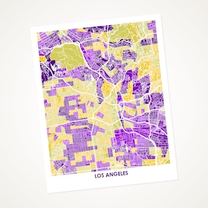 Juanitas Los Angeles Map Print. Choose Your Colors. Perfect for your UCLA Bruin or your LA Lakers fan.  California Art.