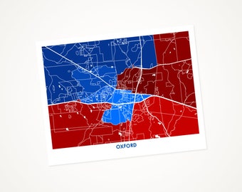 Juanitas Oxford Map Print.  Choose the Colors and Size.  University of Mississippi Grad Gift.  Ole Miss Art.