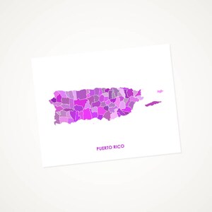 Juanitas Puerto Rico Map Print.  Choose the Colors and Size.  PR Wedding Gift.  Wall Art.