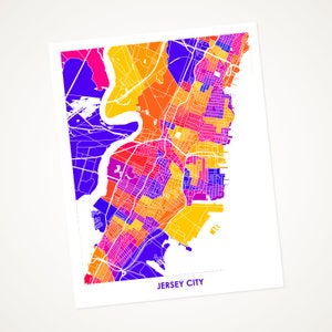 Juanitas Adventures Jersey City Map Print. Escolha a cor e o tamanho. Arte local de NJ.