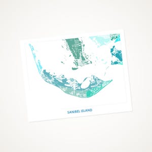 Juanitas Sanibel Island Map Print.  Choose the Colors and Size.  Fun Florida Art. Perfect FL decor for your home or office.