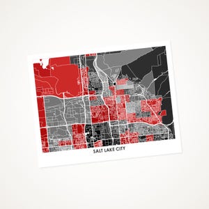 Juanitas Salt Lake City Map Print.  Choose the Colors and Size.  Local SLC Artwork.  Home to University of Utah.