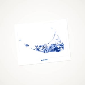 Juanitas Nantucket Map Print.  Choose the colors and size.  Massachusetts Bay Coastal Art Decor.