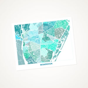 JuanitasWilmington Map Print.  Choose the Colors and Size.   North Carolina Coastal Wall Art.  Show your Local NC Love.