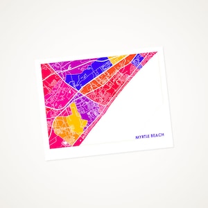 Juanitas Myrtle Beach Map Print.  Color Options and Size Options Available.  South Carolina Beaches Wall Art Poster.