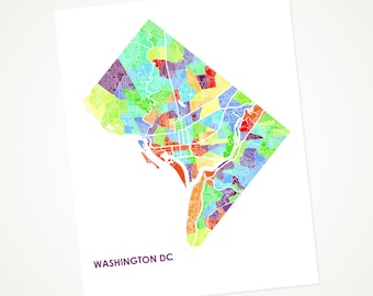 Juanitas Washington DC Map Print.  Choose the Colors and Size.  Local Wall Art.  Made in the DMV!