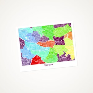 Juanitas Glasgow Scotland Map Print.  Choose the Colors and Size.  Scottish Art.  Perfect for your Travel Themed Gallery Wall