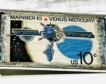 Vintage Postage Stamp Mariner 10 Venus/Mercury NASA Key Chain Fob