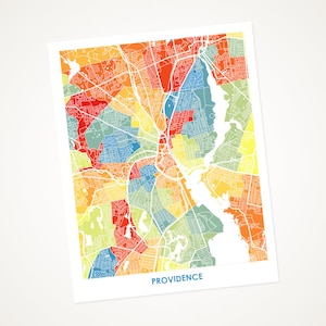 Juanitas Providence Map Print.  Choose the Colors and Size.  Map of Providence Rhode Island.  Home of Brown University.  Graduation Gift.