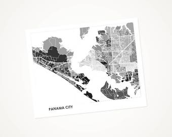 Juanitas Panama City Map Print.  Choose the Colors and Size.  Florida Panhandle Wall Art.  FL Beach Decor.