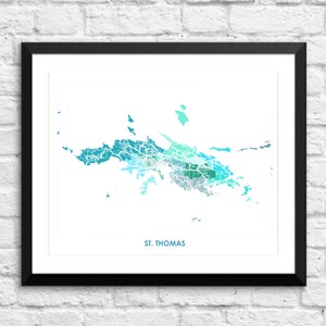 Juanitas St Thomas Map Print. Choose your colors and size. U.S. Virgin Islands Artwork. image 3