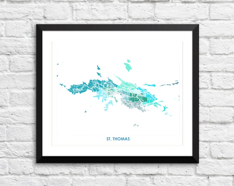 Juanitas St Thomas Map Print. Choose your colors and size. U.S. Virgin Islands Artwork. image 3