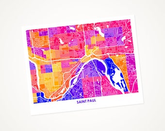 Juanitas Saint Paul Map Print.  Choose the Colors and Size.  Twin Cities Minnesota Art.  Perfect Housewarming Gift.