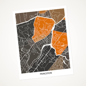 Juanitas Princeton Map Print.  Choose the Color and Size.  University Wall Art Poster.  New Jersey Decor.