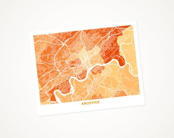 Juanitas Knoxville Map Print.  Choose the colors and size  Perfect Wall Art for your University of Tennessee Volunteer.  Show Local TN Love.