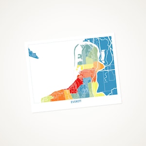 Juanitas Everett Map Print.  You Choose the Colors and Size.  Washington State Housewarming Gift.  WA Local Art.