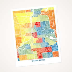 Stampa mappa Juanitas Grand Rapids.  Scegli i tuoi colori e dimensioni.  Poster d&#39;arte del Michigan.