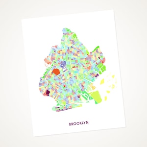 Juanitas Brooklyn Karte drucken.  Wählen Sie die Farben und die Größe aus.  NYC Wandkunst.  New York City Poster.