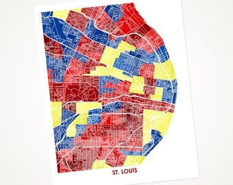 Juanitas St. Louis Map Print. Choose Your Colors and Size. Perfect for your favorite Cardinals Fan.  Missouri Art.