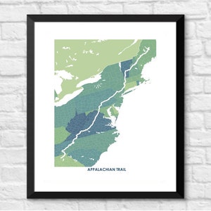 Juanitas Appalachian Trail Map Print. Choose the Colors and Size. Hiking Poster. Map of Appalachian Trail. Wanderlust Gift. image 3