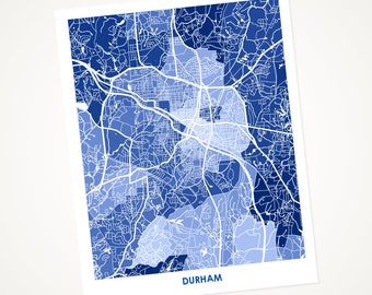 Juanitas Durham Map Print.  Choose the colors and size.  Perfect for your Duke University Grad.   Show NC Local Love.