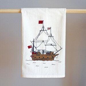 Juanitas Virginia Colonial Sailing Ship Tea Towel. Tall ship Illustration. Perfect Housewarming Gift for your VA Local.