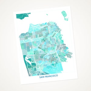 Juanitas Map of San Francisco. Custom Colors and Size. City Map Poster.  San Francisco Art. Bay Area Screenprint. Modern Home Decor