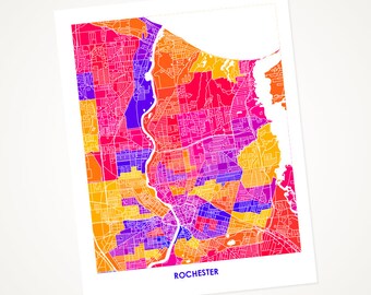 Juanitas Rochester NY Map Print.  Choose the Colors and Size. Map of Rochester New York. Perfect for your RIT  Grad.