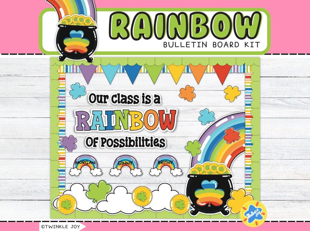 St. Patrick's Day Rainbow Bulletin Board Kit: Classroom Decor (digital ...