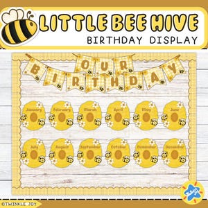 Little Bee Hive afdrukbaar, bewerkbaar | Verjaardagskaart | Prikbordsets voor verjaardagen | Verjaardagsbord | Verjaardagsbord afdrukbaar in de klas