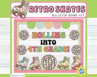 Rolling into Prek-6th Grade, Back to School Bulletin Board Kit & Name Tags | August Decor| August Bulletin Board Ideas | Classroom decor