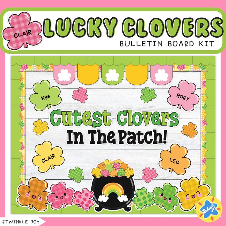 St. Patrick's Day Bulletin Board Kit: Lucky Clovers Classroom Decor ...