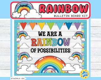 Rainbow of Possibilities, Back to School Bulletin Board Kit & Name Tags | August Decor| August Bulletin Board Ideas | Classroom decor