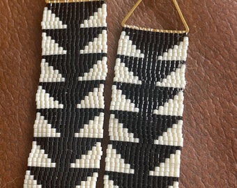Seed Bead, Boho Handmade, Native American Inspired, Open Triangle Woven Earrings Free Shipping
