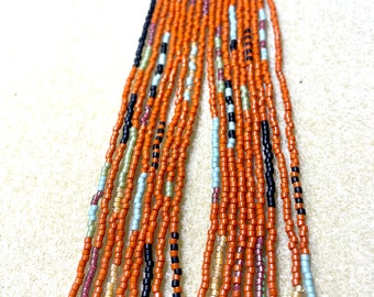 Long Seed Bead, Boho Handmade, Native American Inspired, Open Triangle Fringe Earrings Free Shipping