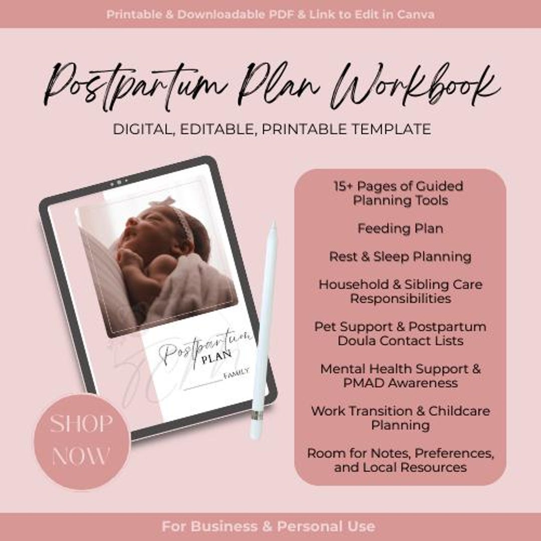 Postpartum Plan.pdf Postpartum Plan Workbook: New Mom Planner & Doula Client Resource ...