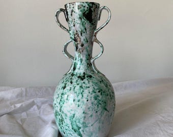 Handmade Studio Pottery Ceramic Vase | One-of-a-Kind Splatter Glaze Design | Sculpture Organic Vase | Stoneware | Unique