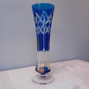 VAL ST-LAMBERT - Val Saint-Lambert lined crystal vase - Cobalt Blue - 1960 - Belgium