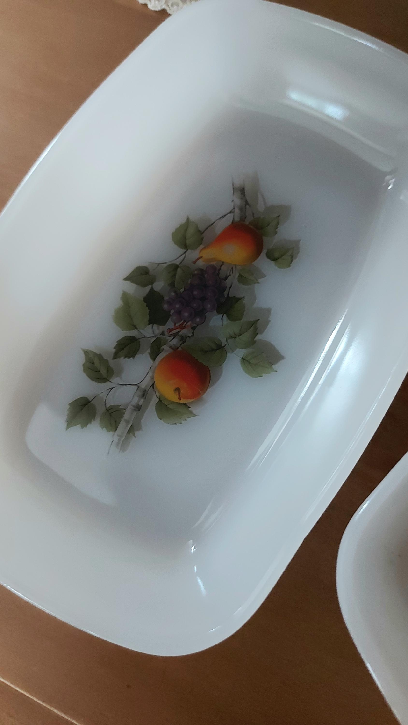 Ravier / Plat Vintage Arcopal - Décor Pomme, Poire, Raisin - Verre - Multicouleur