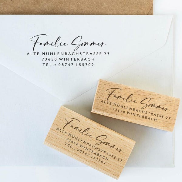 Address stamp 1, text stamp with address, stamp with name and address family, personalized, gift, stamp name, name stampHS001