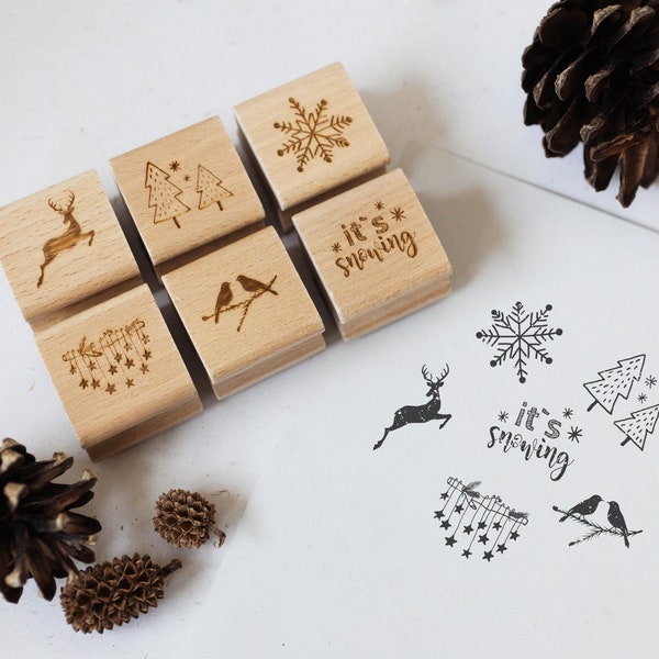 Set de sellos de invierno | Sello con motivo invernal | Accesorios DIY | Manualidades navideñas | Manualidades de invierno | Sello con motivo navideño HS021