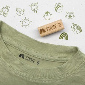 Namensstempel Kleidung, Textilstempel Kinder, Kindergarten Namensstempel, personalisierter Stempel Kinder, T-Shirt Stempel HS002