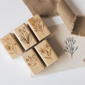 Set di timbri fiori 3 rami, timbro motivo, timbro primavera, natura, timbro ghirlande scrapbooking timbro proiettile tulipani timbro boho HS091