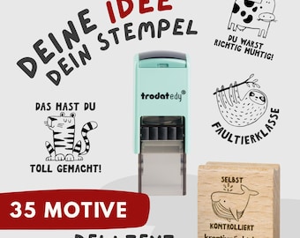 Personalized teacher stamp with animal motifs | 35 animal motifs | Class pets, custom text, evaluation, motivation, gift for elementary school HS195