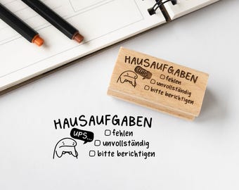 Sello de maestro D madera, sello de tarea olvidado, sello de cuadernillo de tareas, sello de escuela primaria, sello de maestro de escuela primaria HS028