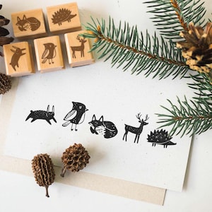 Stempelset Waldtiere Klein, Motivstempel Tiere, Stempel Winter Herbst Weihnachten, Stempel Tiere, Stempel Scandi Tiere, Stempel Winter HS018