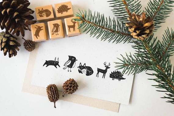 Stempelset Waldtiere Klein, Motivstempel Tiere, Stempel Winter Herbst Weihnachten, Stempel Tiere, Stempel Scandi Tiere, Stempel Winter HS018